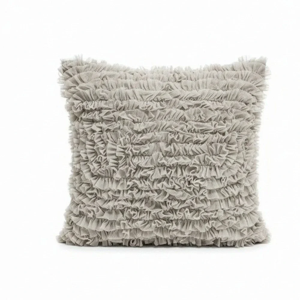 Lili Alessandra Echo Silver Grey Ruffle Decorative Pillow Set 20x20‎ 26x26